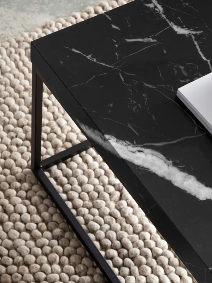 KADIMA DESIGN Tische<Couchtisch 120x60x38 cm Sofatisch in Marmor-Optik Modern, in Schwarz