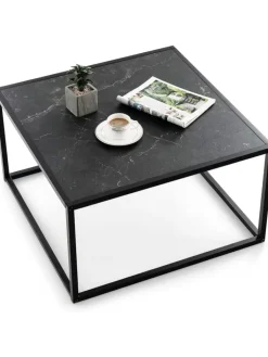 COSTWAY Tische<Couchtisch 70x70x40cm in Schwarz