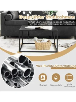 COSTWAY Tische<Couchtisch 70x70x40cm in Schwarz