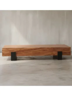 KADIMA DESIGN Tische<Couchtisch 115x22x44cm Massivholz / Metall Sofatisch, Design