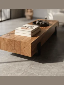 KADIMA DESIGN Tische<Couchtisch 115x22x44cm Massivholz / Metall Sofatisch, Design