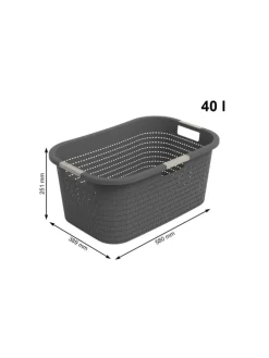 Rotho Wäschekörbe & -Ständer<Country Set 2tlg. bestehend aus Korb 40l und Sammler 55l mit Deckel in Anthrazit