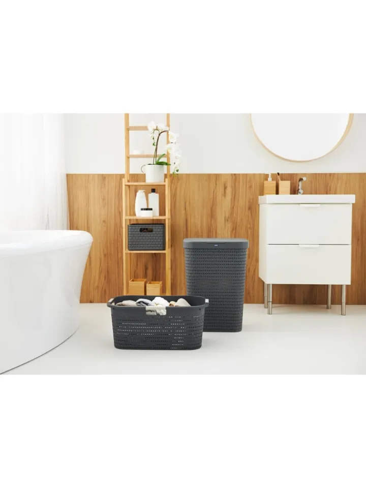 Rotho Wäschekörbe & -Ständer<Country Set 2tlg. bestehend aus Korb 40l und Sammler 55l mit Deckel in Anthrazit