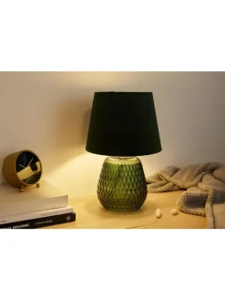 Pauleen Tischleuchten<Crystal Velours Tischleuchte max40W E14 Grün 230V Glas/Stoff
