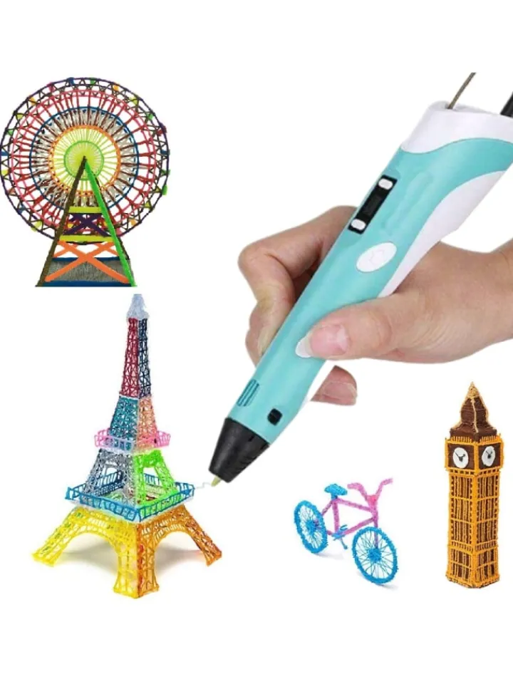 Wisam® Tablets, Konsolen & Elektronisches Spielzeug<3D Drucker Stift Set Blau für Kinder Erwachsene mit 3 Farben 1.75mm
