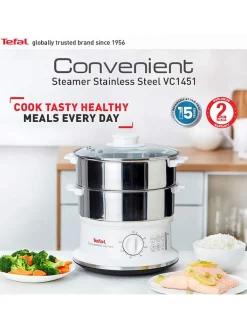 Tefal Küchenelektronik<Dampfgarer "VC1451" in Silber/ Weiß