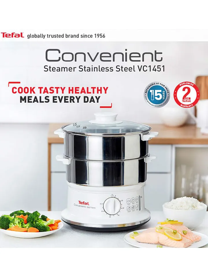 Tefal Küchenelektronik<Dampfgarer "VC1451" in Silber/ Weiß