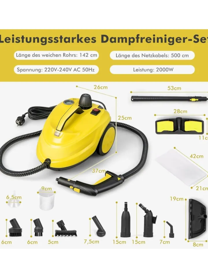 COSTWAY Staubsauger|Klima & Haushalt<Dampfreiniger 2000W in Gelb
