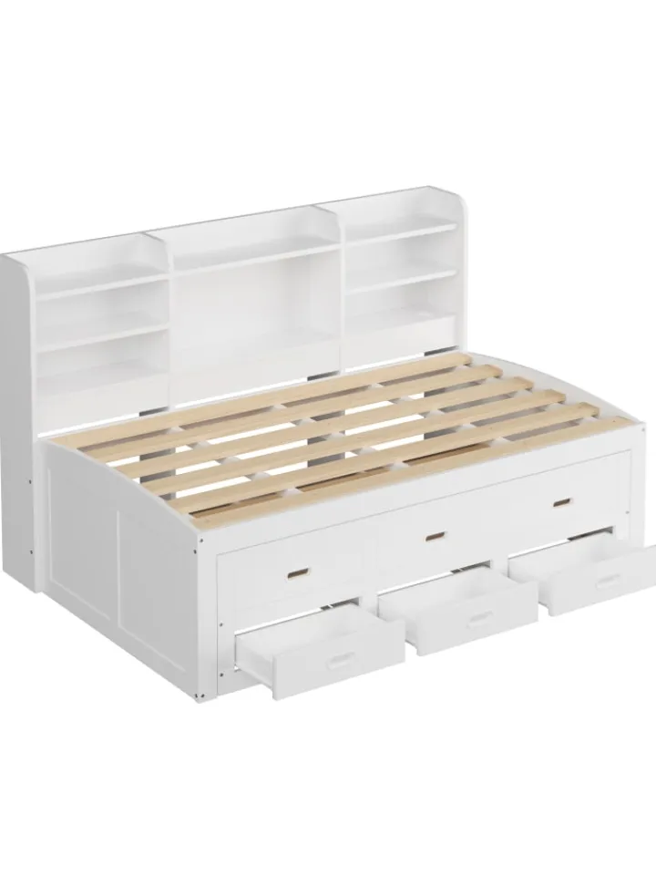 ABRIHOME Betten & Matratzen<Daybett in Weiß 90x200 cm mit LED USB und 3 Schubladen ohne Matratze