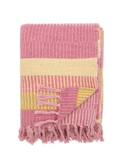 Bloomingville Wohndecken & Plaids<Decke ISNEL Pink Gelb Gestreift 160x130 cm