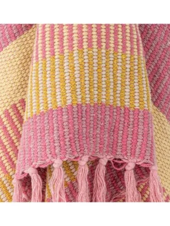 Bloomingville Wohndecken & Plaids<Decke ISNEL Pink Gelb Gestreift 160x130 cm