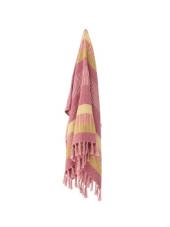 Bloomingville Wohndecken & Plaids<Decke ISNEL Pink Gelb Gestreift 160x130 cm