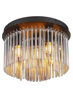 Globo lighting Decken- & Hängeleuchten<Deckenleuchte "Gorley" in Schwarz/ Braun - Ø 32 cm
