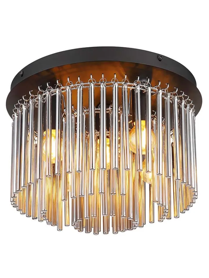 Globo lighting Decken- & Hängeleuchten<Deckenleuchte "Gorley" in Schwarz/ Braun - Ø 32 cm