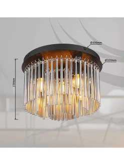 Globo lighting Decken- & Hängeleuchten<Deckenleuchte "Gorley" in Schwarz/ Braun - Ø 32 cm