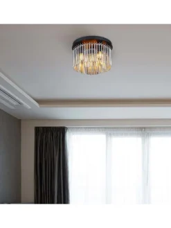 Globo lighting Decken- & Hängeleuchten<Deckenleuchte "Gorley" in Schwarz/ Braun - Ø 32 cm