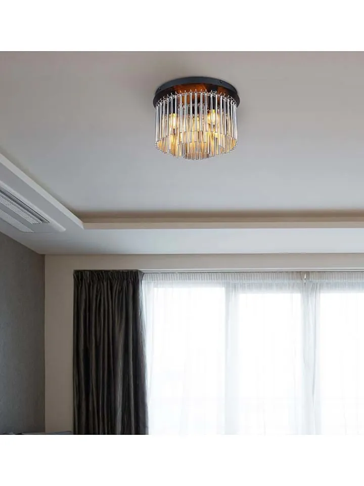 Globo lighting Decken- & Hängeleuchten<Deckenleuchte "Gorley" in Schwarz/ Braun - Ø 32 cm