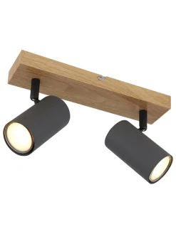 Globo lighting Decken- & Hängeleuchten<Deckenleuchte in Grau/ Hellbraun - (L)26 x (B)6 x (H)12 cm