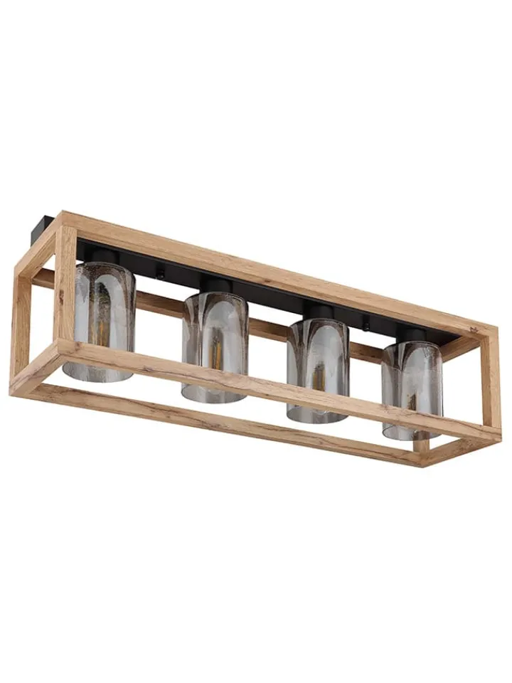 Globo lighting Decken- & Hängeleuchten<Deckenleuchte ''Pettey'' in Hellbraun - (B)74,5 x (H)20 x (T)22,5 cm