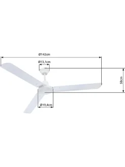 Globo lighting Klima & Haushalt<Deckenventilator "Ferro" in Weiß in Weiß - Ø 142 cm