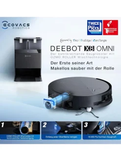 Ecovacs Staubsauger<DEEBOT X8 OMNI BLACK EU Saugroboter in Schwarz