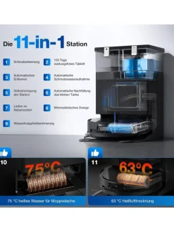 Ecovacs Staubsauger<DEEBOT X8 OMNI BLACK EU Saugroboter in Schwarz