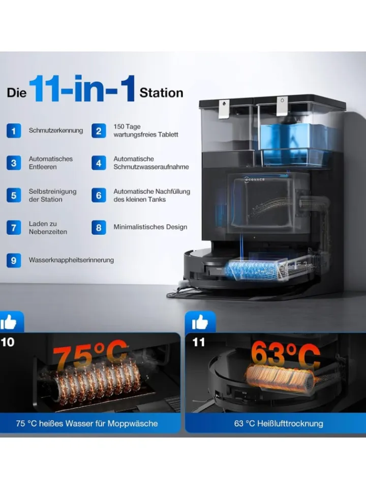 Ecovacs Staubsauger<DEEBOT X8 OMNI BLACK EU Saugroboter in Schwarz