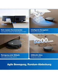Ecovacs Staubsauger<DEEBOT X8 OMNI BLACK EU Saugroboter in Schwarz