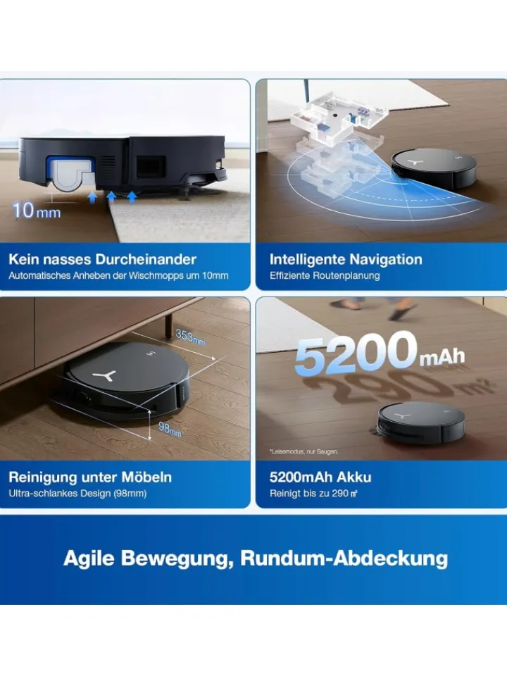 Ecovacs Staubsauger<DEEBOT X8 OMNI BLACK EU Saugroboter in Schwarz