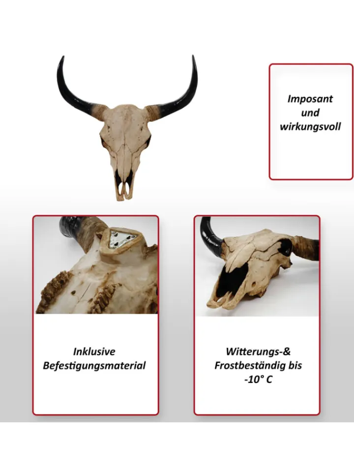 MCW Gartendekoration<Deko Schädel Stier, Natur