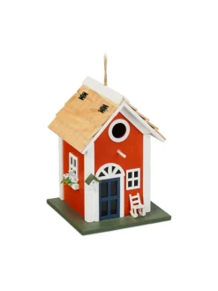 relaxdays Vögel<Deko Vogelhaus in Bunt - (B)18,5 x (H)25 x (T)18,5 cm