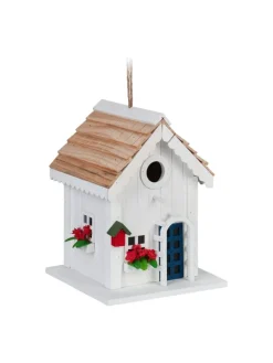 relaxdays Vögel<Deko Vogelhaus in Bunt - (B)18 x (H)23,5 x (T)18 cm