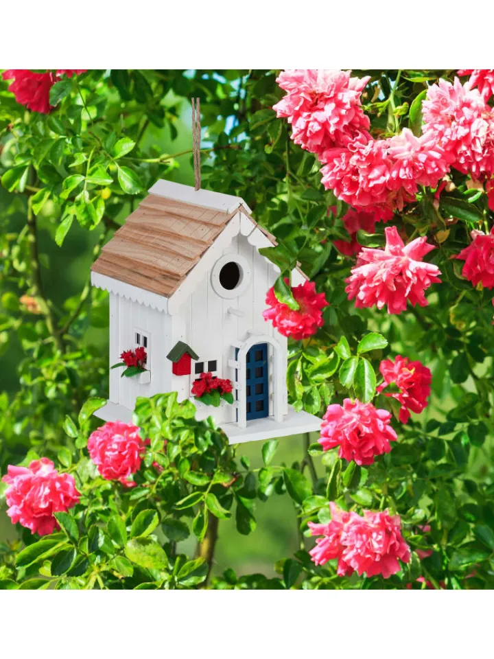 relaxdays Vögel<Deko Vogelhaus in Bunt - (B)18 x (H)23,5 x (T)18 cm