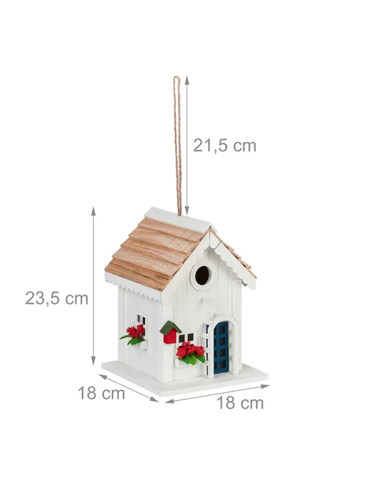 relaxdays Vögel<Deko Vogelhaus in Bunt - (B)18 x (H)23,5 x (T)18 cm