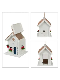 relaxdays Vögel<Deko Vogelhaus in Bunt - (B)18 x (H)23,5 x (T)18 cm