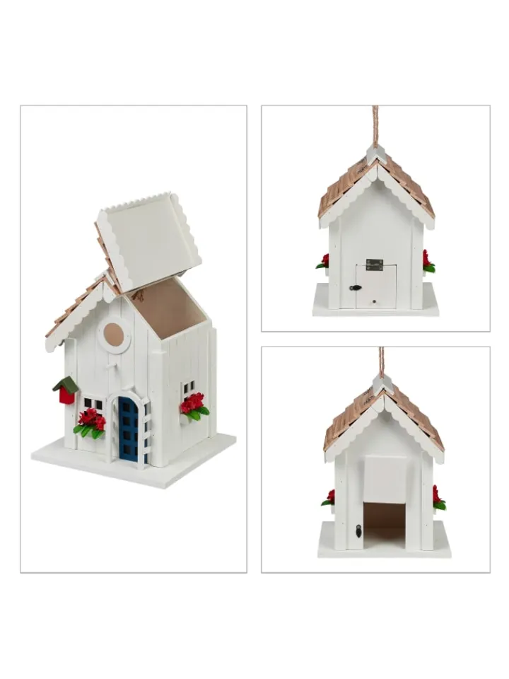 relaxdays Vögel<Deko Vogelhaus in Bunt - (B)18 x (H)23,5 x (T)18 cm