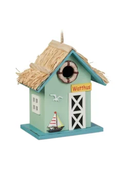 relaxdays Vögel<Deko Vogelhaus in Bunt - (B)19 x (H)24,5 x (T)13,5 cm