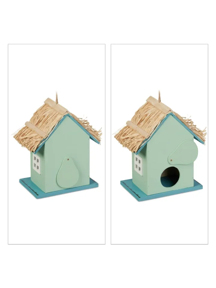 relaxdays Vögel<Deko Vogelhaus in Bunt - (B)19 x (H)24,5 x (T)13,5 cm