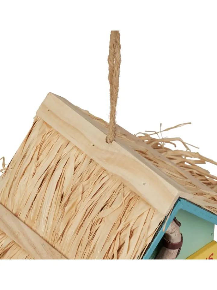 relaxdays Vögel<Deko Vogelhaus in Bunt - (B)19 x (H)24,5 x (T)13,5 cm