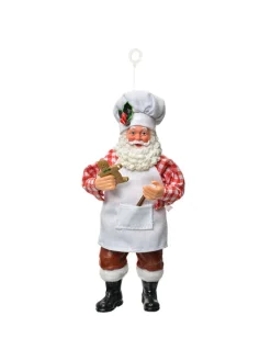 Clayre & Eef Dekofiguren & -Objekte<Dekoanhänger "Weihnachtsmann" in Braun/ Rot/ Weiß - (H)17 cm