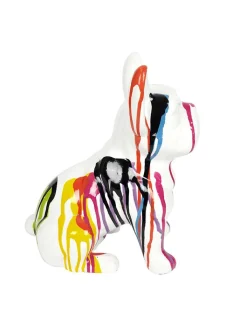Rétro Chic Dekofiguren & -Objekte<Dekofigur "Bulldog" in Bunt/ Weiß - (H)30 cm