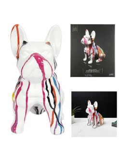 Rétro Chic Dekofiguren & -Objekte<Dekofigur "Bulldog" in Bunt/ Weiß - (H)30 cm