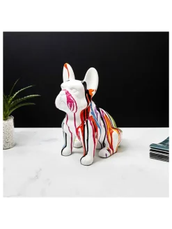 Rétro Chic Dekofiguren & -Objekte<Dekofigur "Bulldog" in Bunt/ Weiß - (H)30 cm