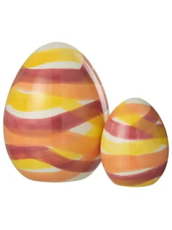 J Line Dekofiguren & -Objekte<Dekofigur "Ei" in Pink/ Orange/ Gold - (H)18,5 x Ø 15 cm