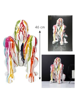 Rétro Chic Dekofiguren & -Objekte<Dekofigur "Gorilla" in Bunt/ Weiß - (H)46 cm