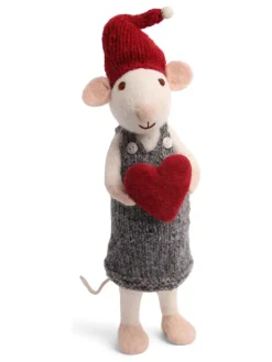Gry & Sif Dekofiguren & -Objekte<Dekofigur ''Mouse'' in Grau/ Weiß/ Rot - (B)6 x (H)27 x (T)6 cm
