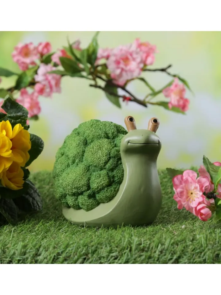 MARELIDA Gartendekoration<Dekofigur Schnecke Brokkoli Gartendeko für Beet Garten H: 11cm in grün