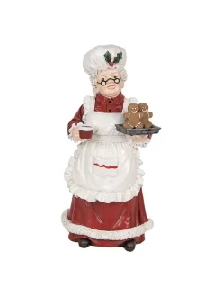 Clayre & Eef Dekofiguren & -Objekte<Dekofigur "Weihnachtsfrau" in Rot/ Weiß - (B)15 x (H)30 cm