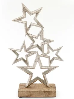 SiL Interiors Dekofiguren & -Objekte<Dekoobjekt ''Stars'' in Hellbraun/ Silber - (B)19 x (H)31 x (T)7 cm