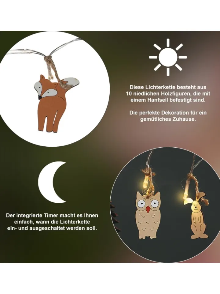 STAR Trading Lichterketten & Dekobeleuchtung<Dekorative Lichterkette mit Tiermotiven 'Forest Friends', Batterie, Ho